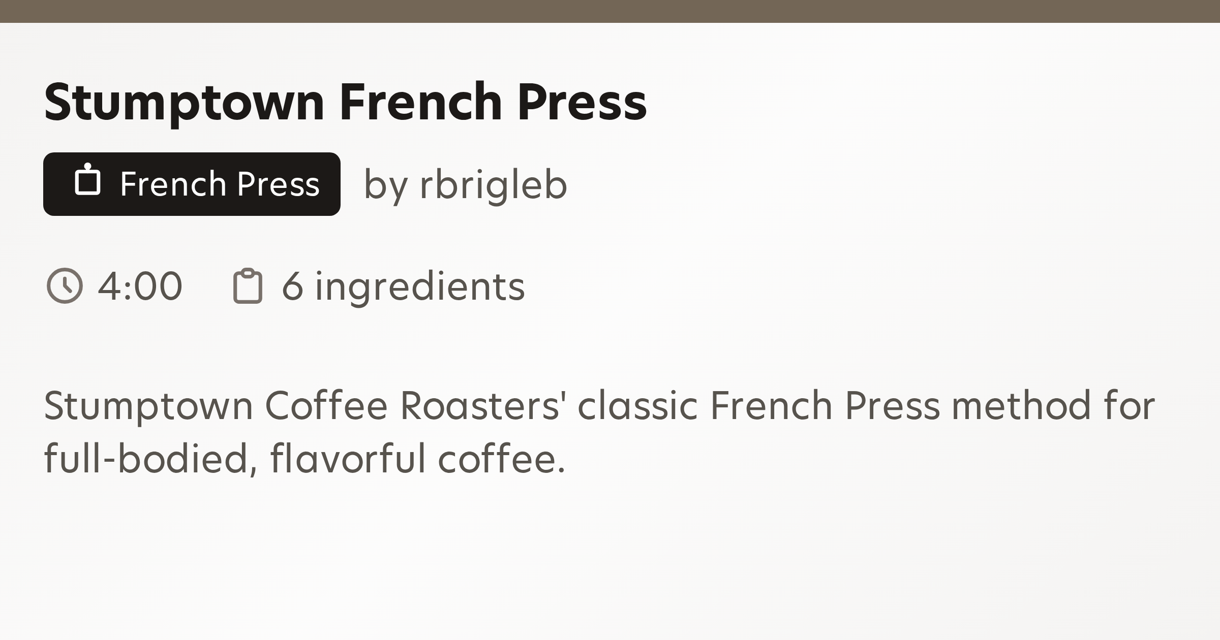Stumptown French Press - French Press Coffee Recipe by Raymond Brigleb ...
